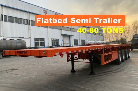 4 Axle Flatbed Semi Trailer with 80 Tons Load Capacity Mechanical Suspension for Versatile Transport Solutions