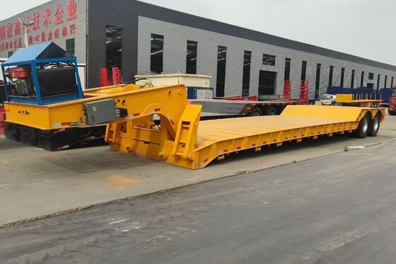 100-ton Payload Detachable Lowbed Semi Trailer with Reinforced Structure and Mechanical Loading Ladder