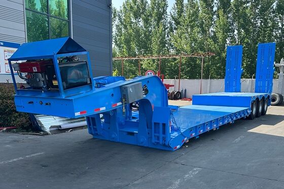100-ton Payload Detachable Lowbed Semi Trailer with Reinforced Structure and Mechanical Loading Ladder