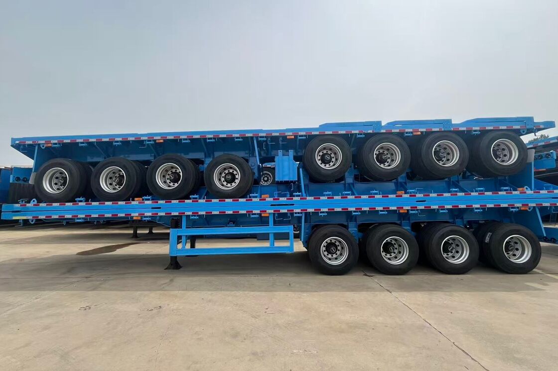 4 Axle Flatbed Semi Trailer with 80 Tons Load Capacity Mechanical Suspension for Versatile Transport Solutions